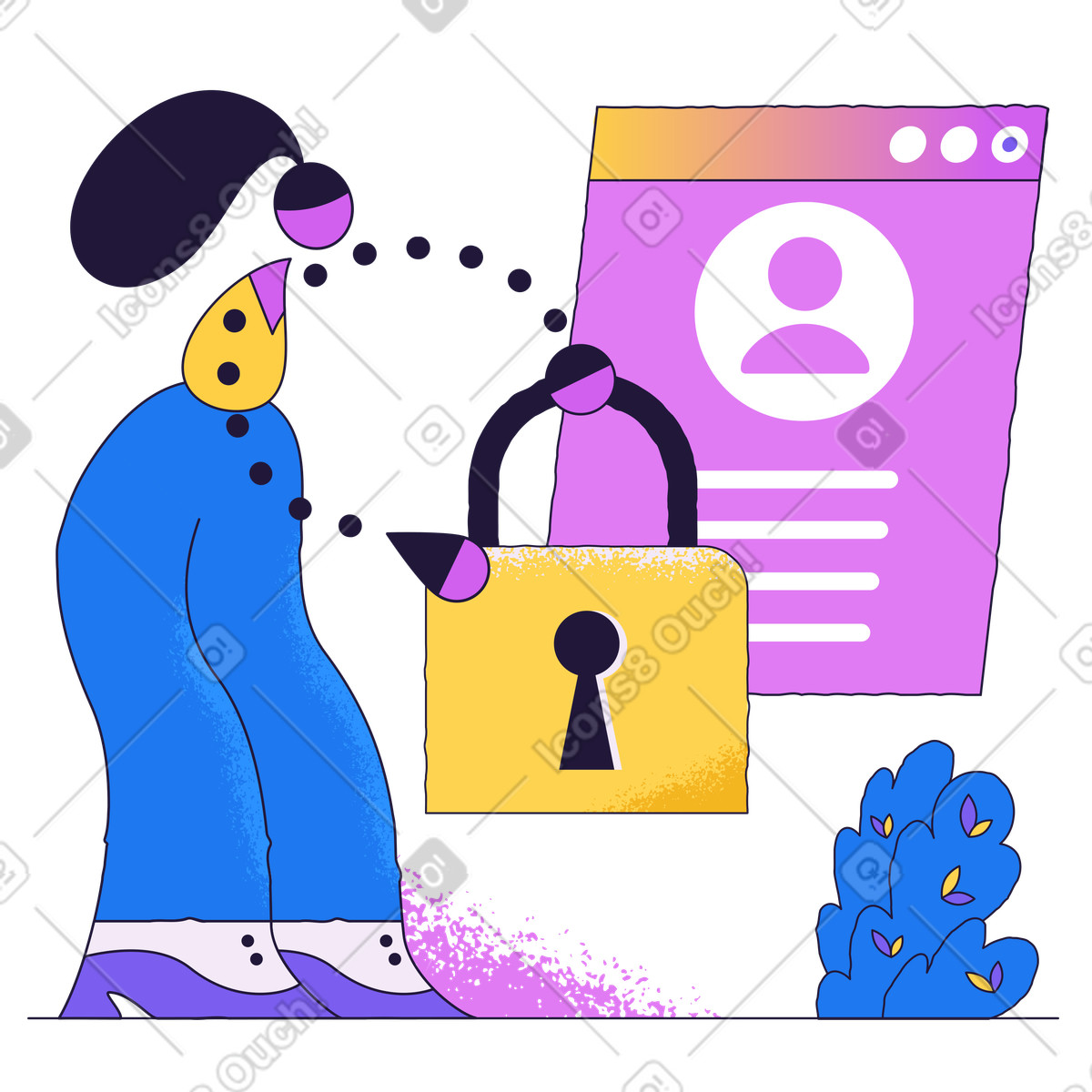 Confidentiality of information illustration in Conifer style download in PNG, SVG