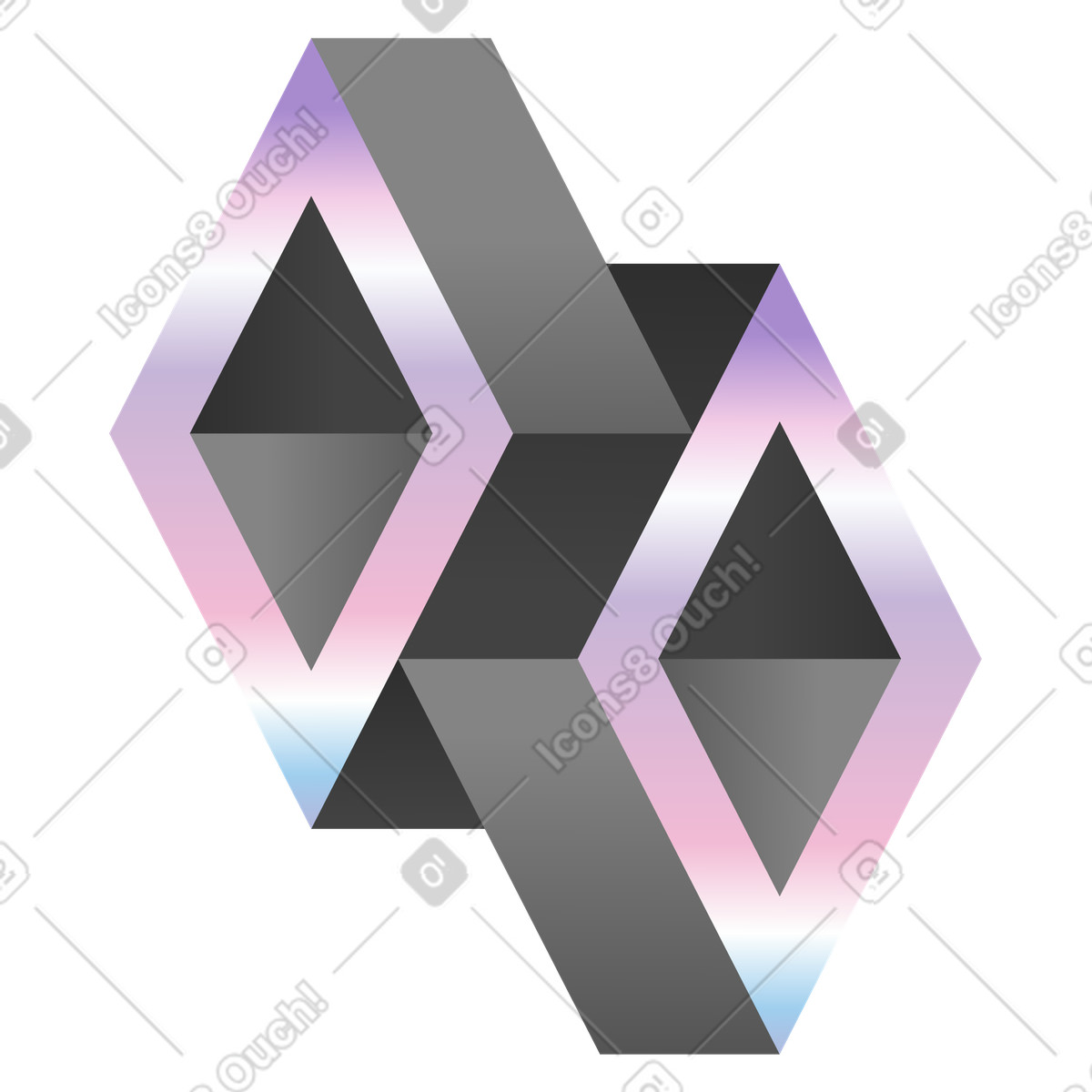 Ilustração de Formas geométricas interligadas em no estilo Illusion para baixar em PNG, SVG