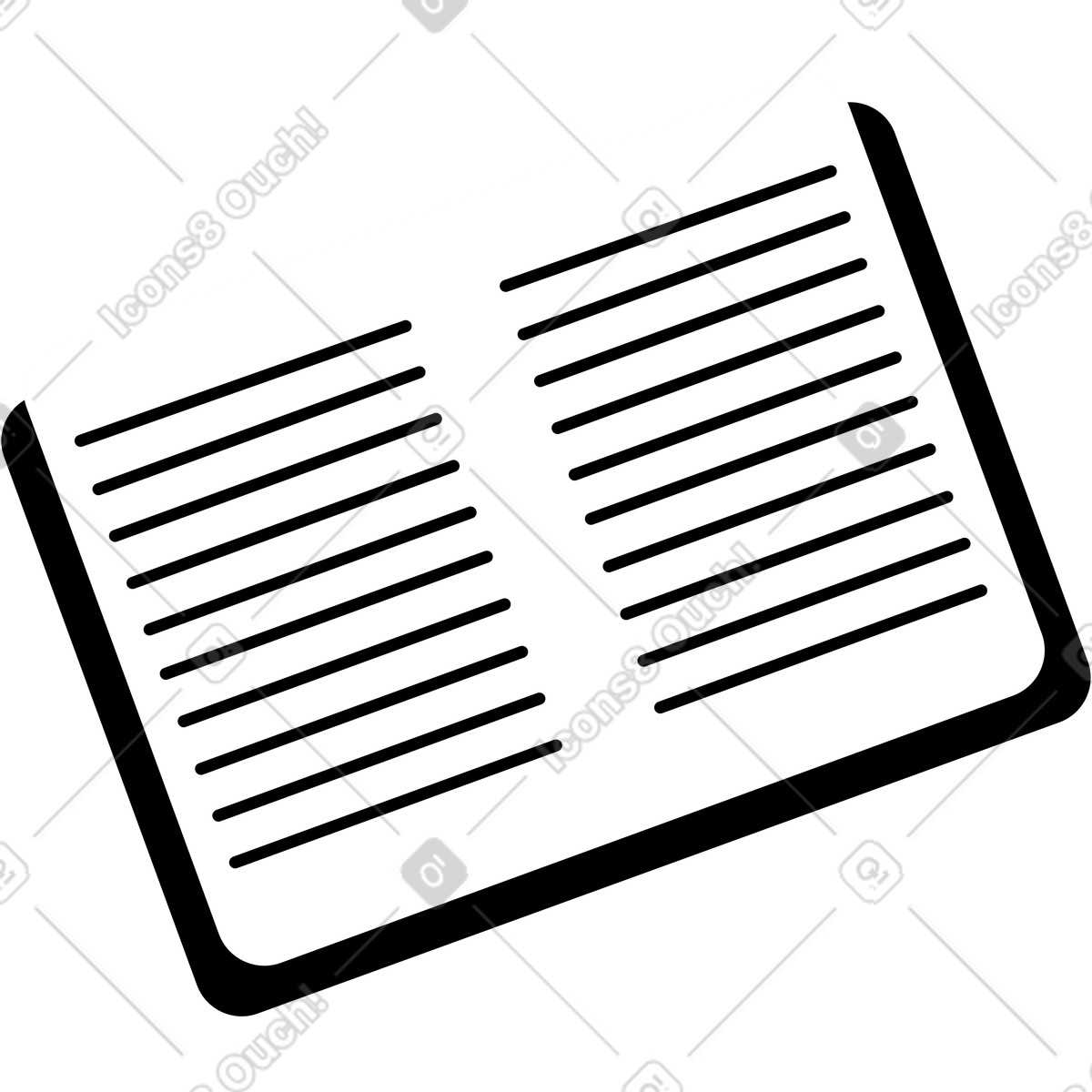Ilustración Libro abierto negro con paginas blancas en estilo Wavy a descargar en PNG y SVG