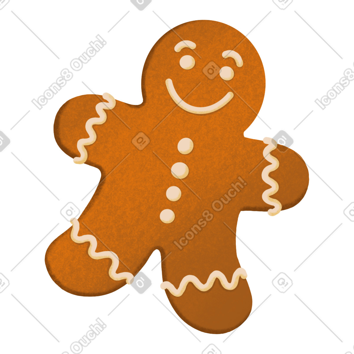 Illustration Biscuit bonhomme en pain d'épices de noël dans le style Gleam à télécharger aux formats PNG, SVG