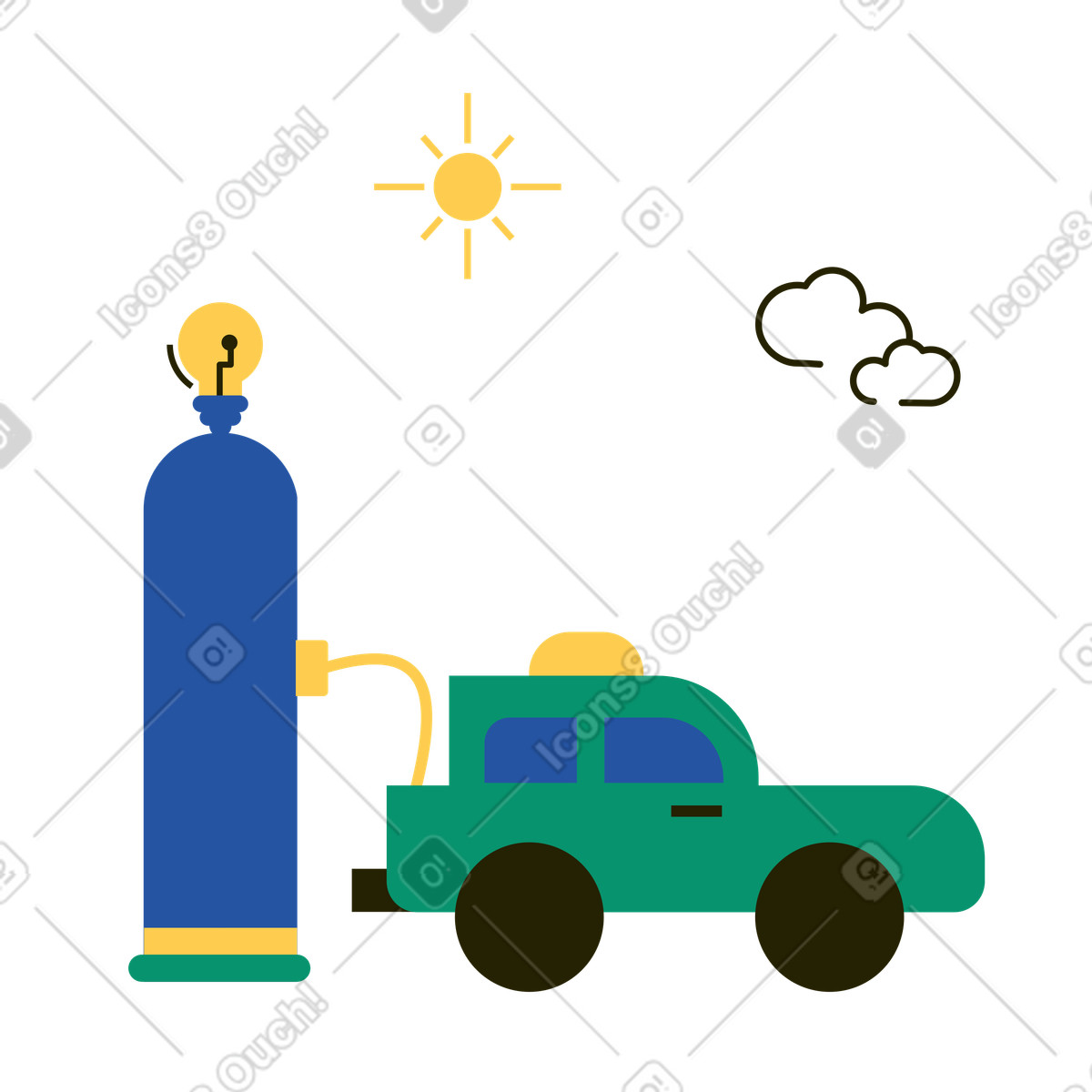 Electric car connected to charging station illustration in Spot style download in PNG, SVG