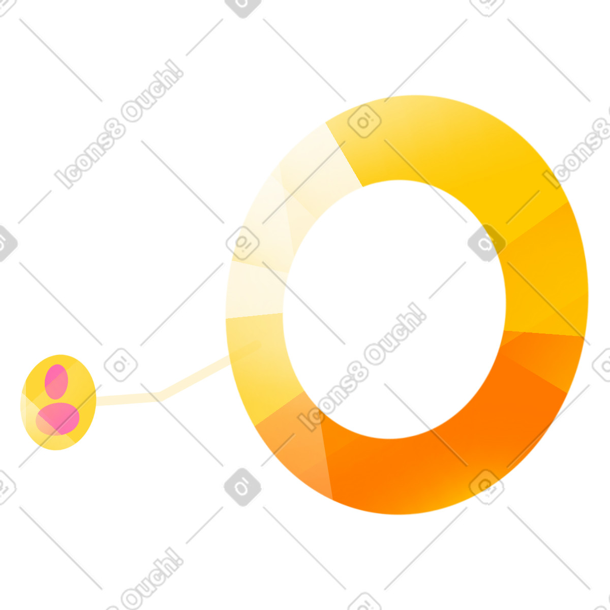 Donut chart with user icon illustration in Dynamic style download in PNG, SVG