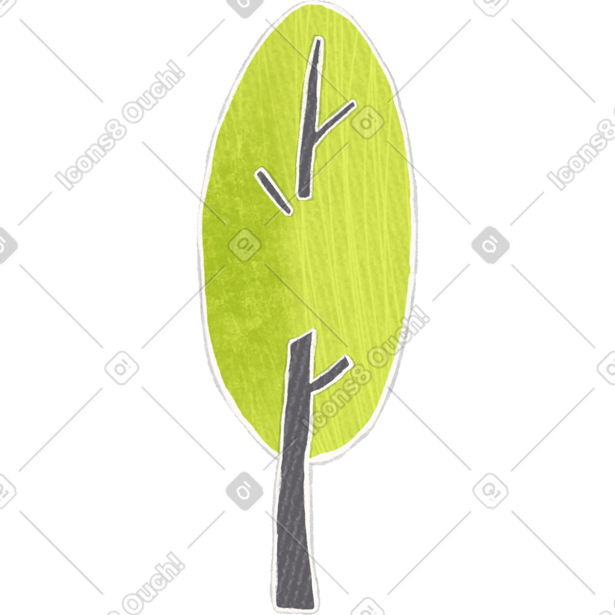 Oval lime tree illustration in Crafty style download in PNG, SVG