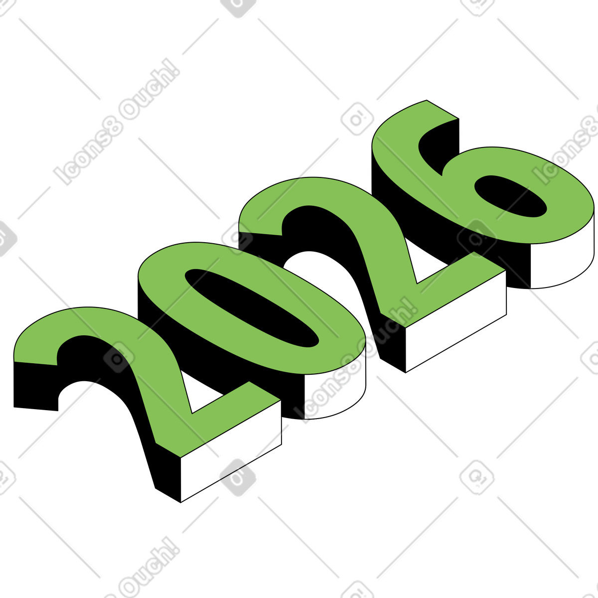 Twenty six year text illustration in Isometric style download in PNG, SVG