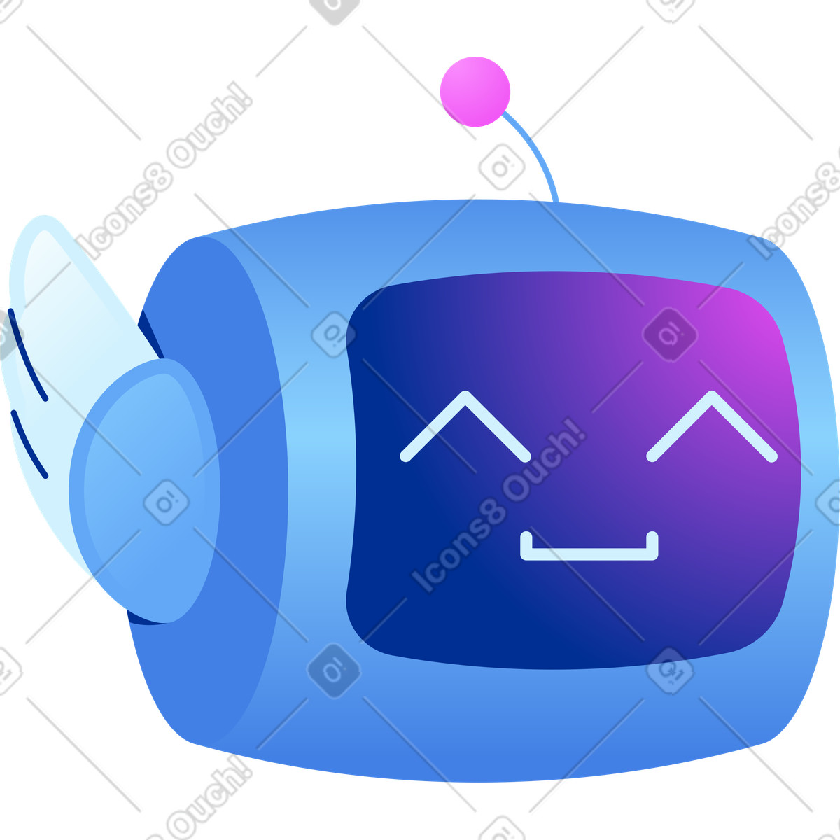 Emoji chat bot happy smiling illustration in Glossy style download in PNG, SVG