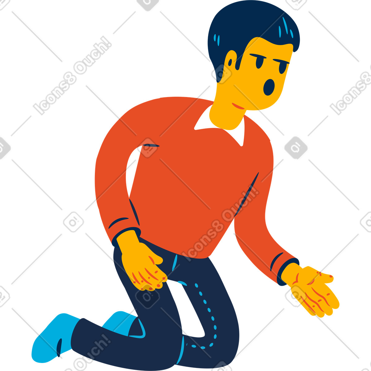 Ilustración Hombre arrodillado en estilo Flame a descargar en PNG y SVG