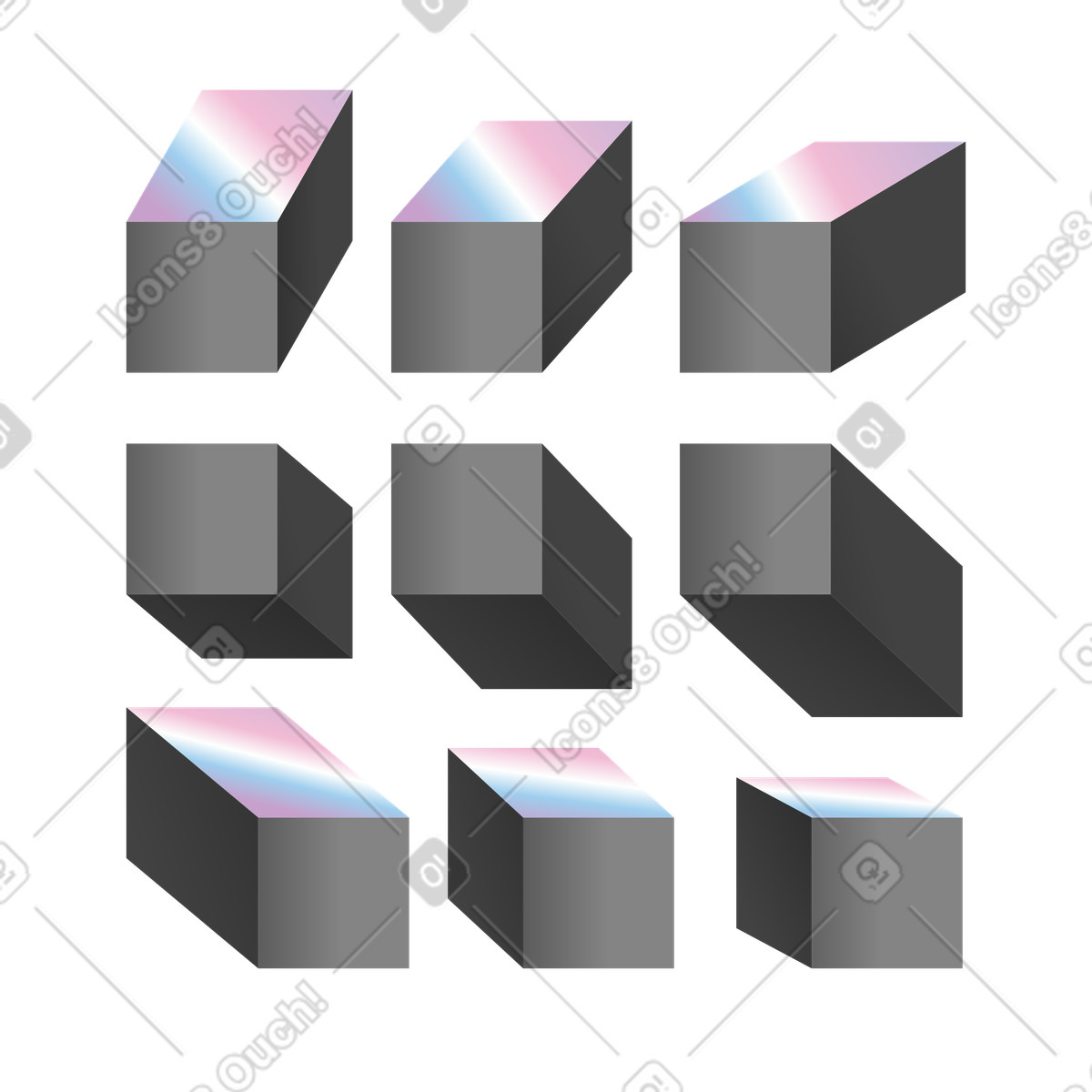 Nine abstract blocks in grid pattern, Geometric layout illustration Experimental style download PNG, SVG