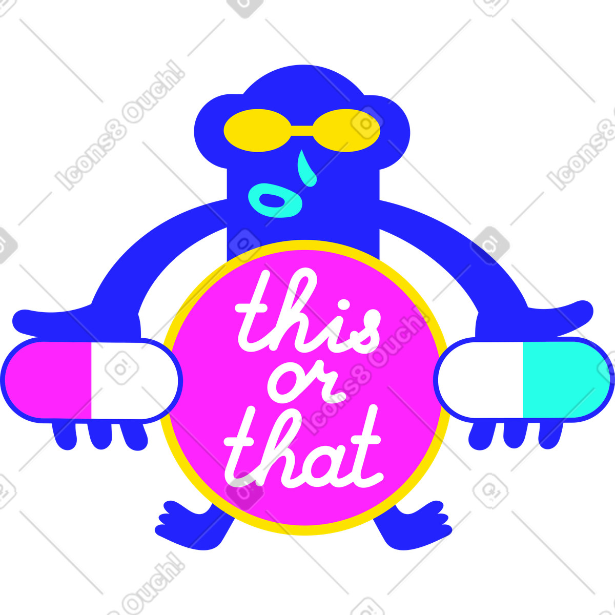 Adesivo con lettere questo o quel testo morpheus illustrazione in stile Lettering scarica in PNG, SVG