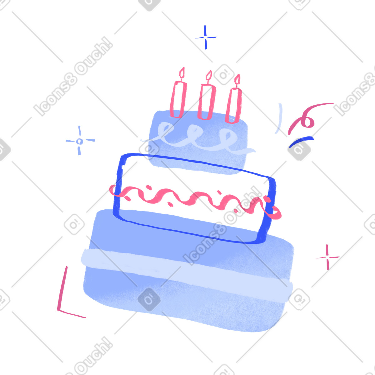 Birthday cake with candles-Illustration im Quirky-Stil als Download in PNG, SVG