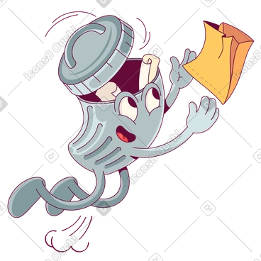 Trash bin mascot catching paper waste, File deletion or cleanup concept PNG, SVG