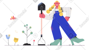Woman holding shovel PNG, SVG