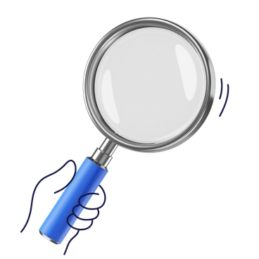 A magnifying glass with a blue handle - 3D Surfaced style illustration