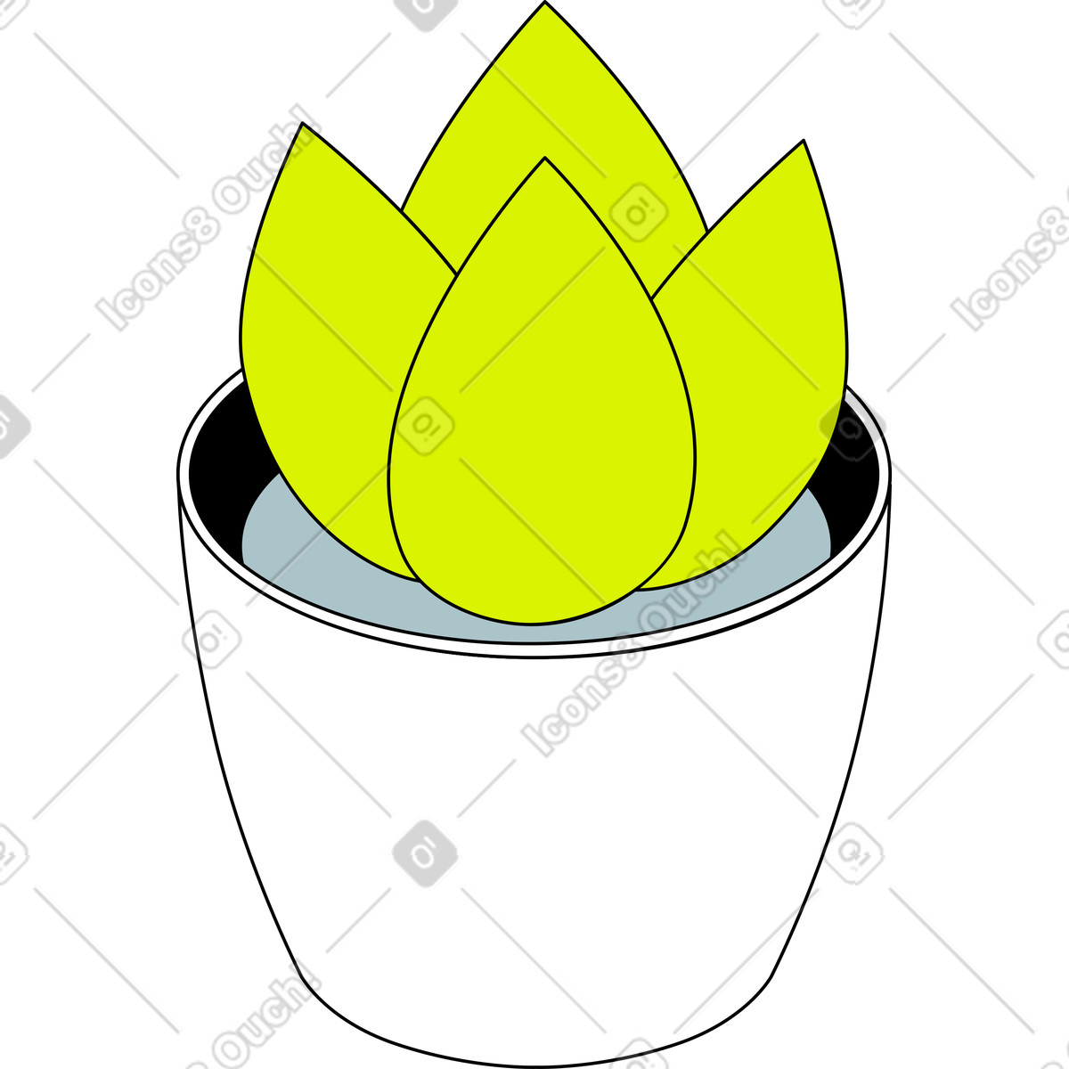 Fiore in vaso illustrazione stile Isometric scarica PNG, SVG