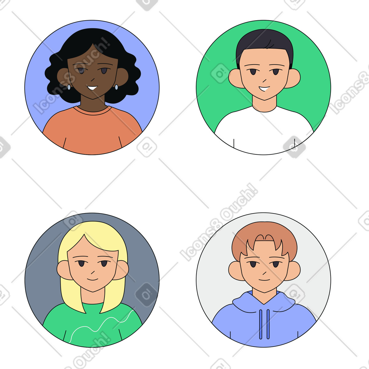 Avatars for team collaboration, People icons for user interface illustration in PNG, SVG