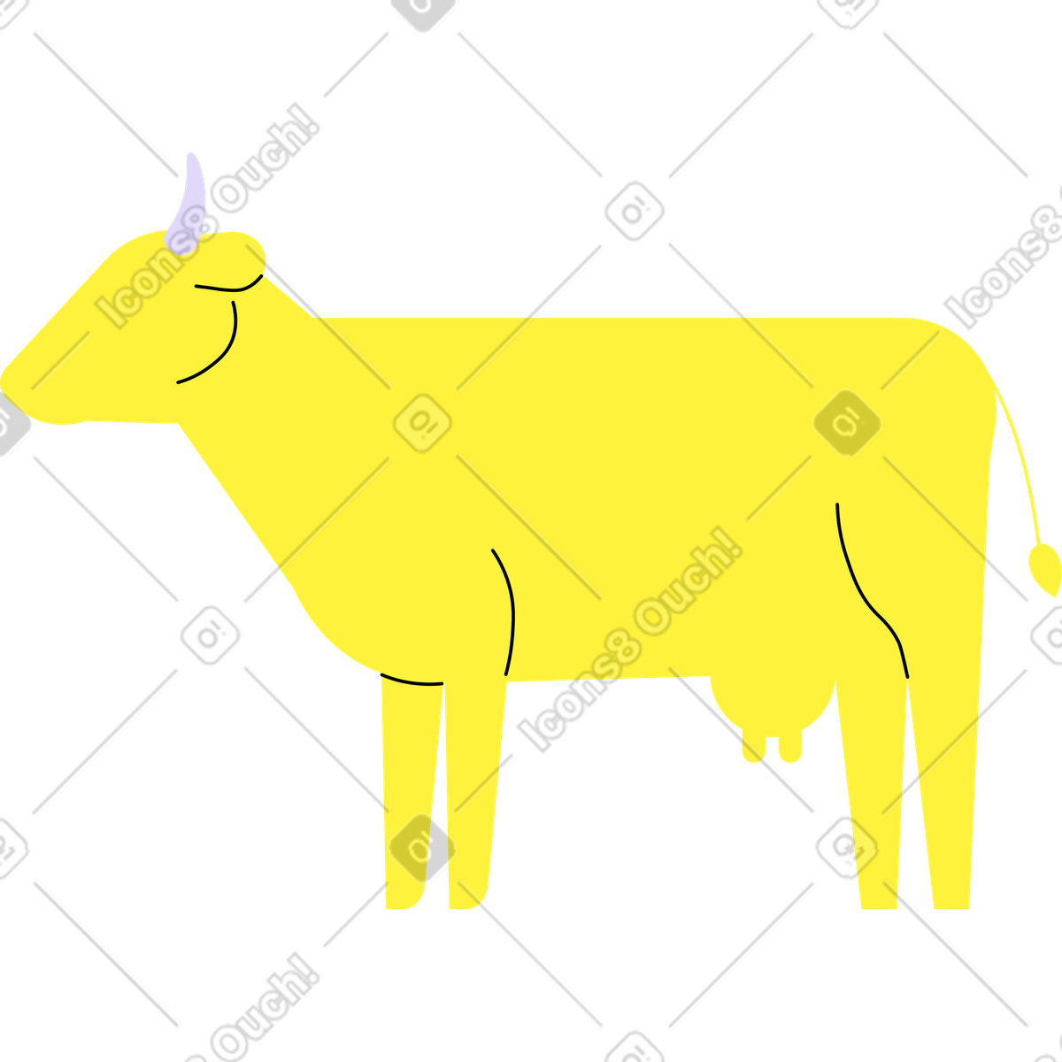 Ilustración Vaca en estilo Mellow a descargar en PNG y SVG