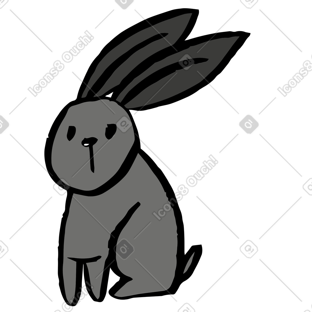 Small gray rabbit illustration in Scandi style download in PNG, SVG