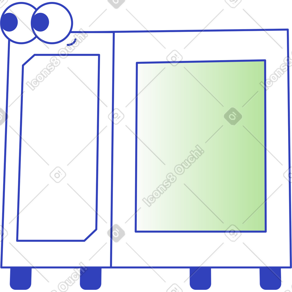 Desktop computer with eyes illustration in Eyeful style download in PNG, SVG