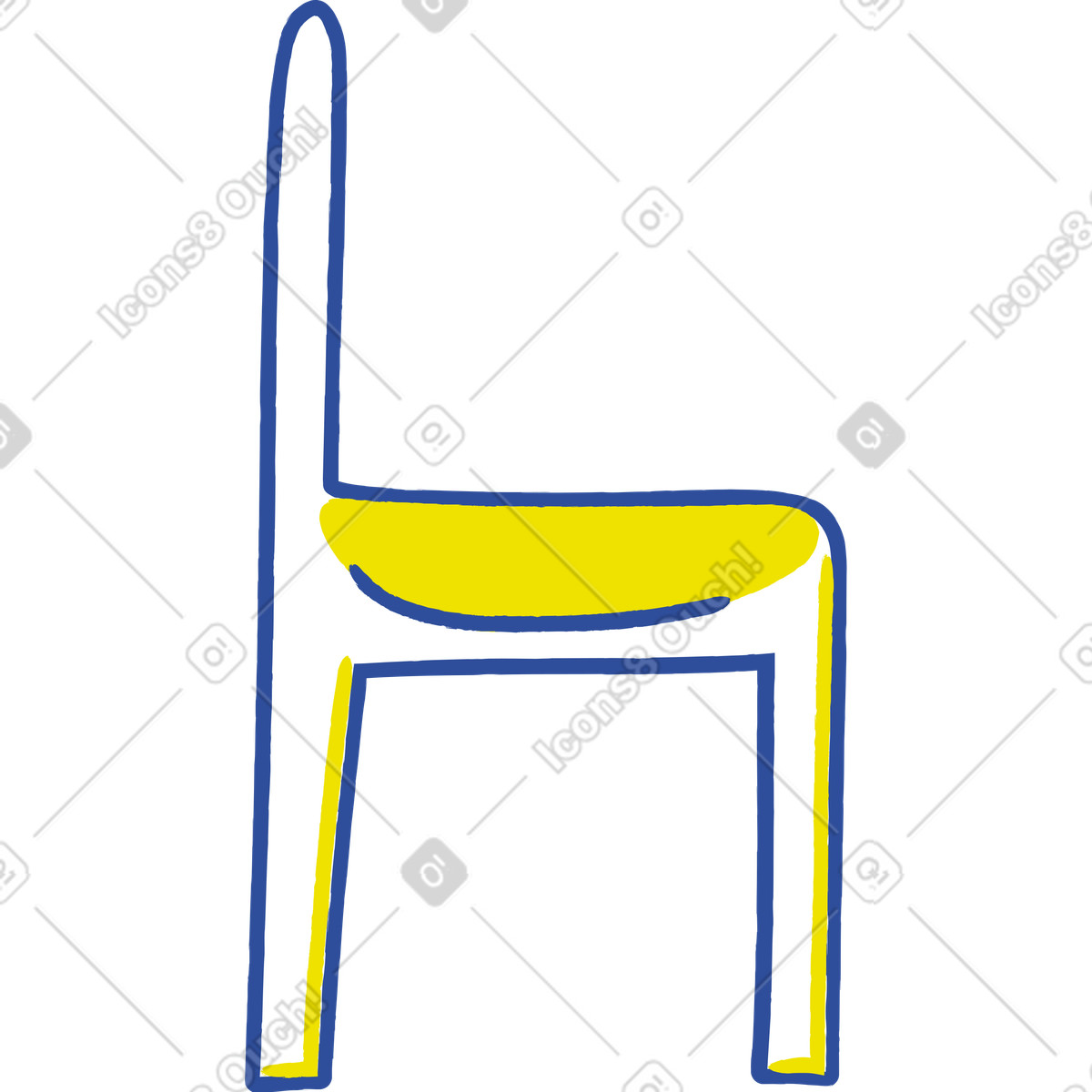 Minimalist dining chair side view with bright accent illustration in Lime style download in PNG, SVG