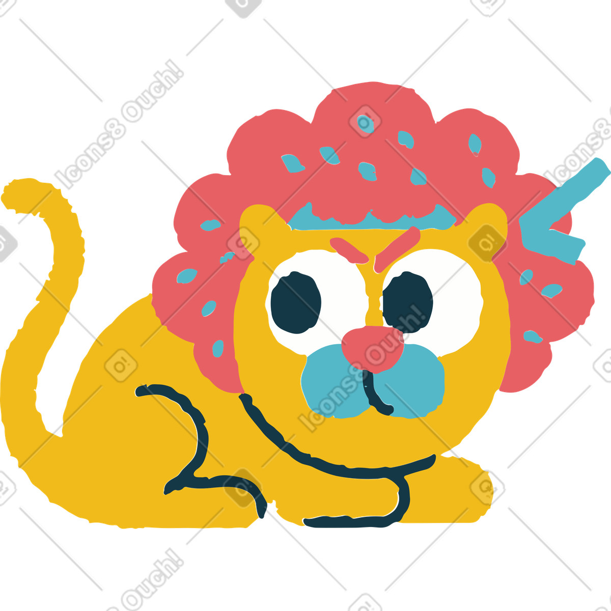 Löwe-Illustration im Flamenco-Stil als Download in PNG, SVG