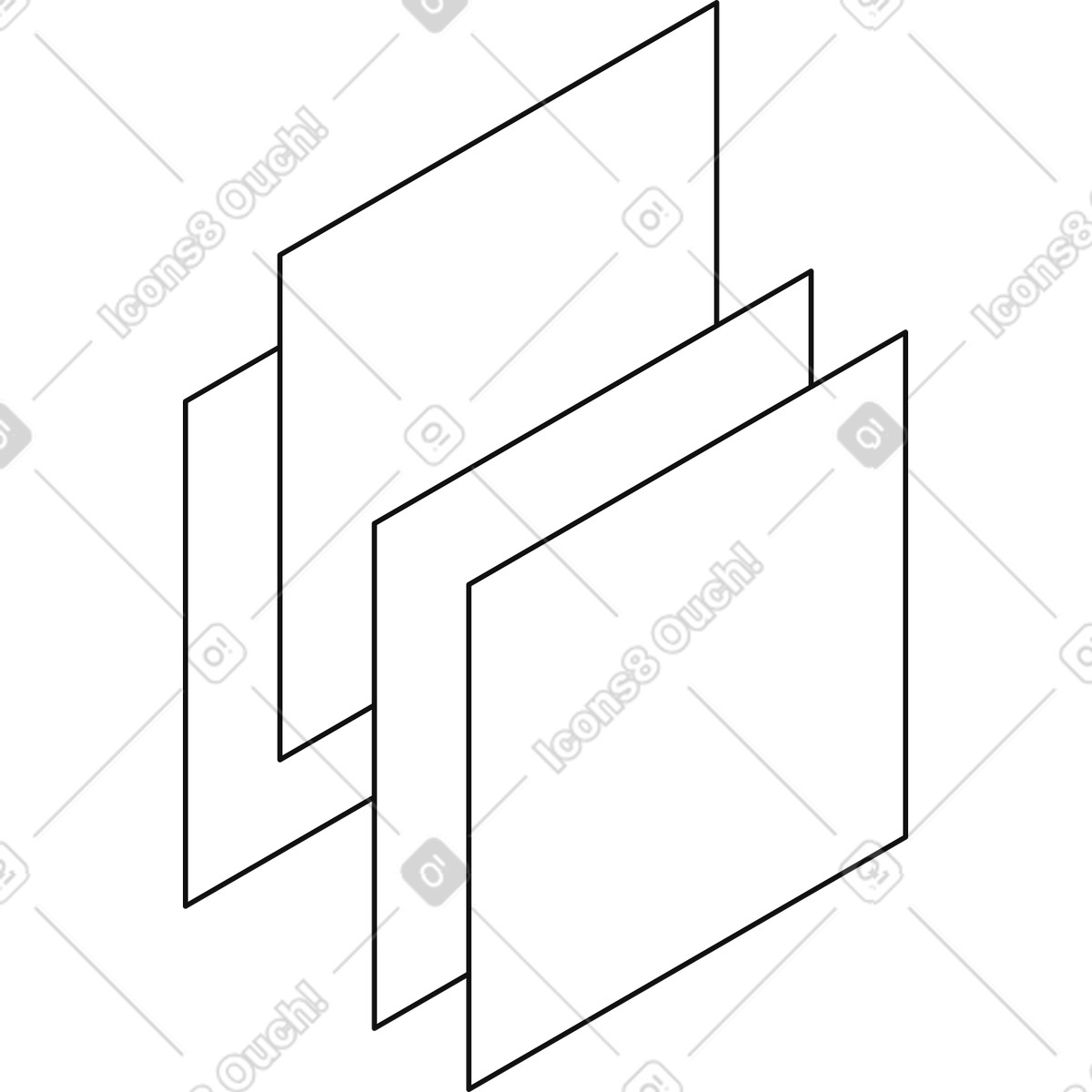 Paper stack minimal diagram with overlapping rectangles and clean lines illustrazione in stile Main scarica in PNG, SVG