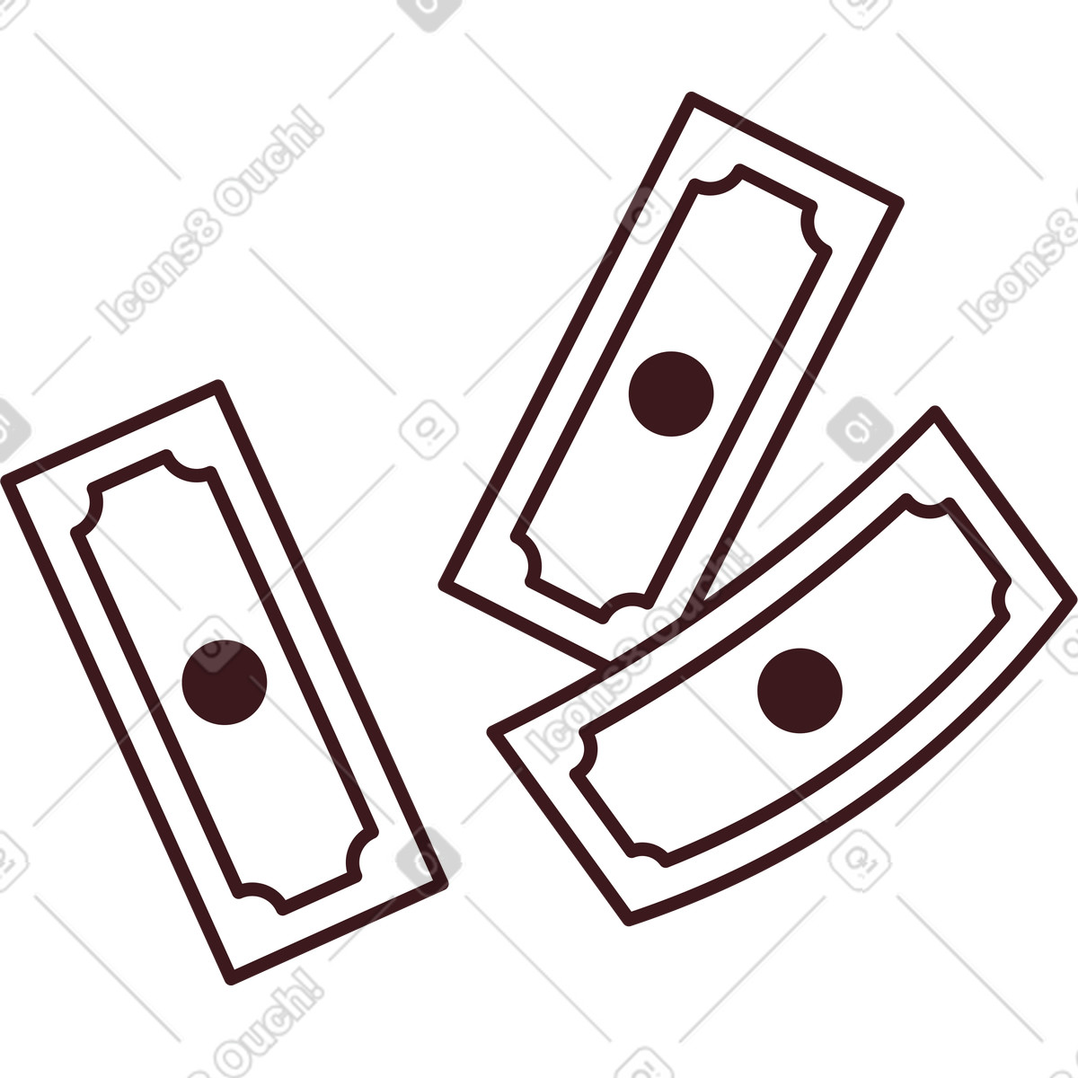 Three banknotes illustration in Folks style download in PNG, SVG
