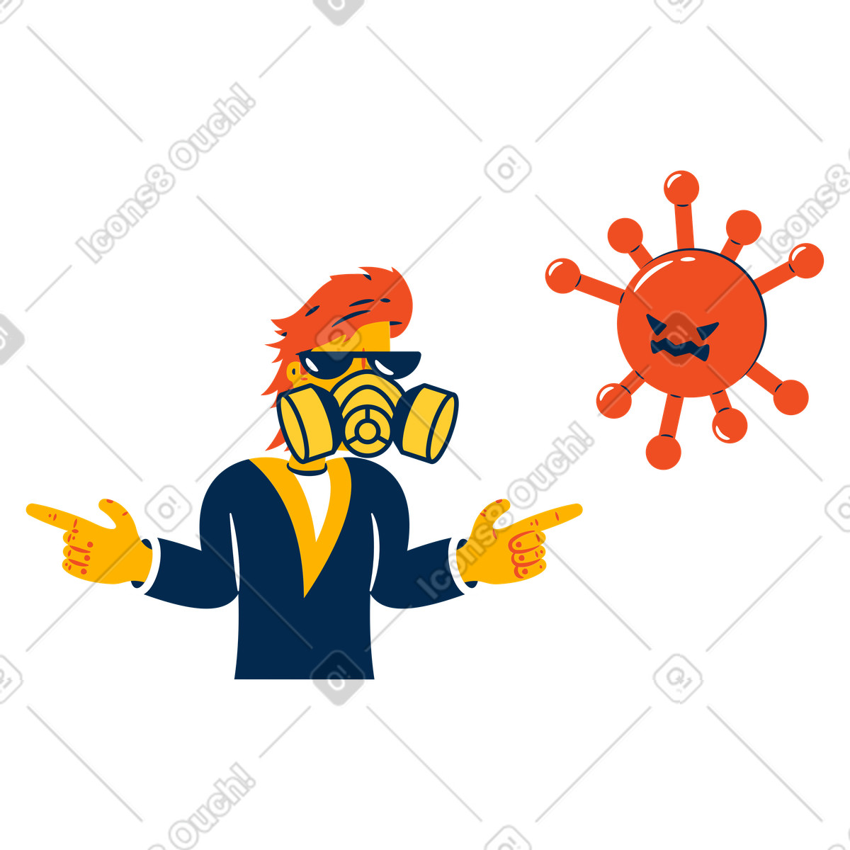 No way, virus! illustration in Flame style download in PNG, SVG