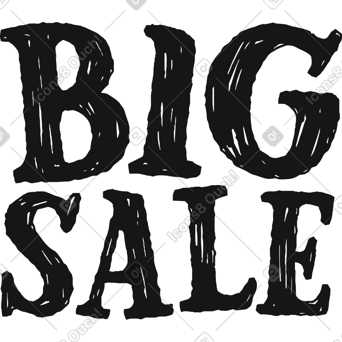 Illustration Lettrage texte de grande vente dessiné à la main dans le style Lettering télécharger aux formats PNG, SVG
