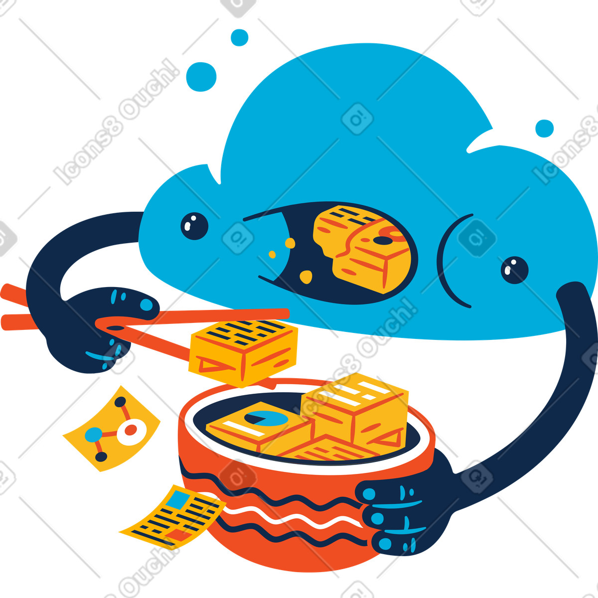 Uploading documents for cloud backup, File storage and sharing platform animated illustration in GIF, Lottie (JSON), AE