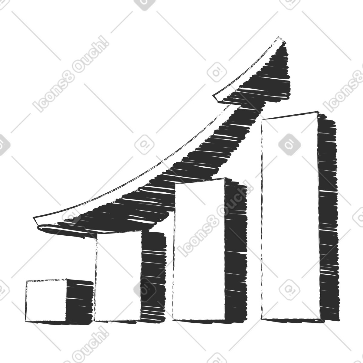 Profit growth with up arrow illustration in Graphite style download in PNG, SVG