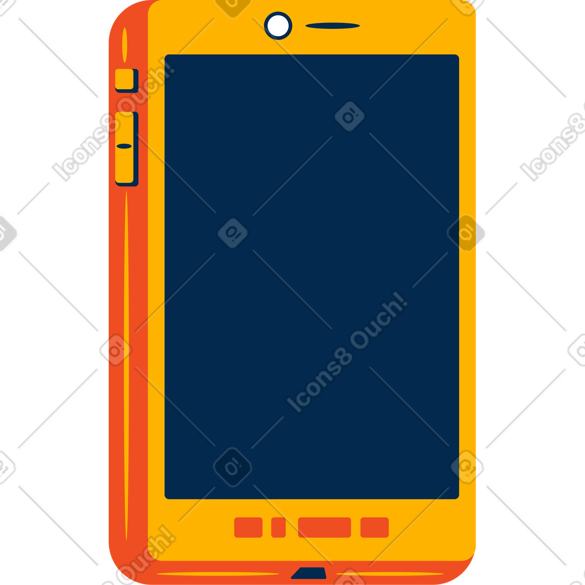 Gelbes smartphone-Illustration im Flame-Stil als Download in PNG, SVG