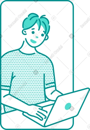 Man with laptop in a rectangular frame PNG, SVG