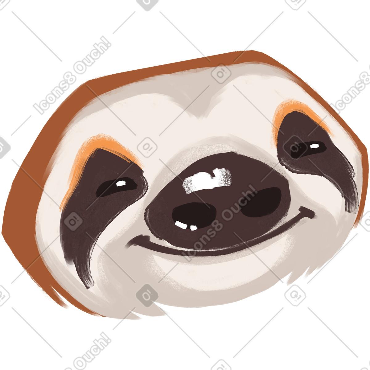 Smiling sloth illustration animal clipart available for download in PNG