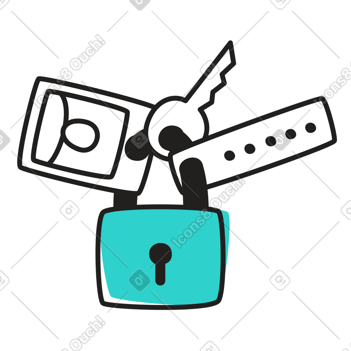 Personal data protection with padlock illustration in PNG, SVG