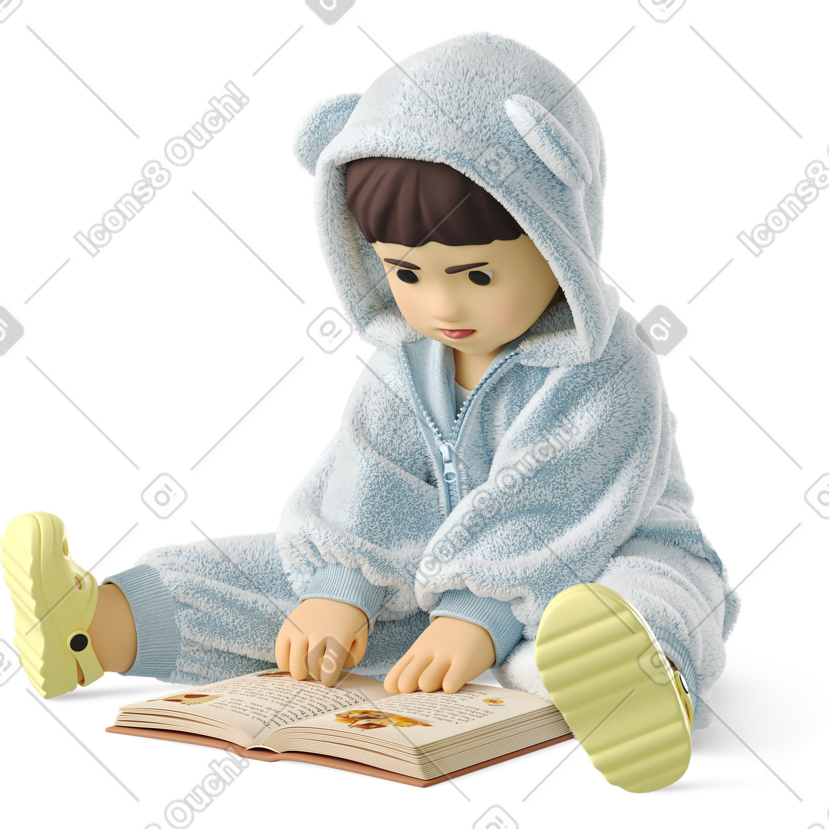 Baby with a book illustrazione in stile 3D Business scarica in PNG, SVG