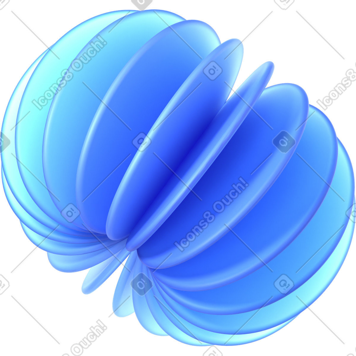 3D Glassy スタイルの Abstract layered blue geometric shape のイラストをPNG、SVG形式でダウンロード