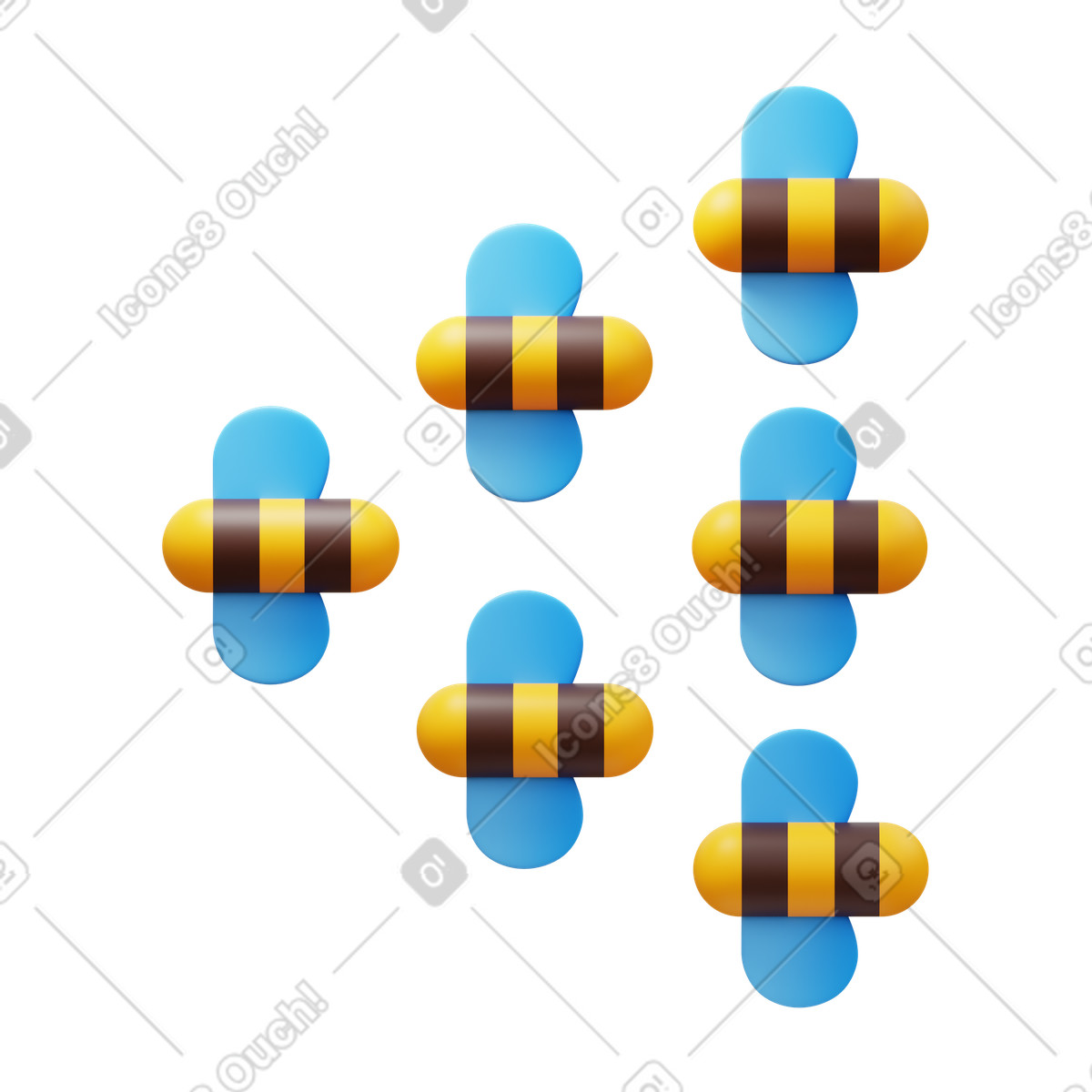 Sciame di api illustrazione in stile 3D Fluency scarica in PNG, SVG