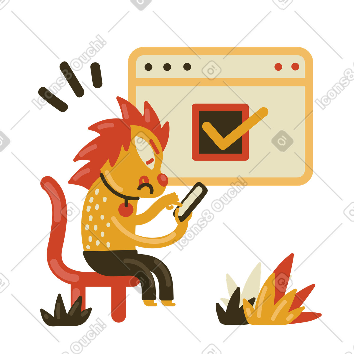 Checking a box in browser window illustration Arabica style download PNG, SVG