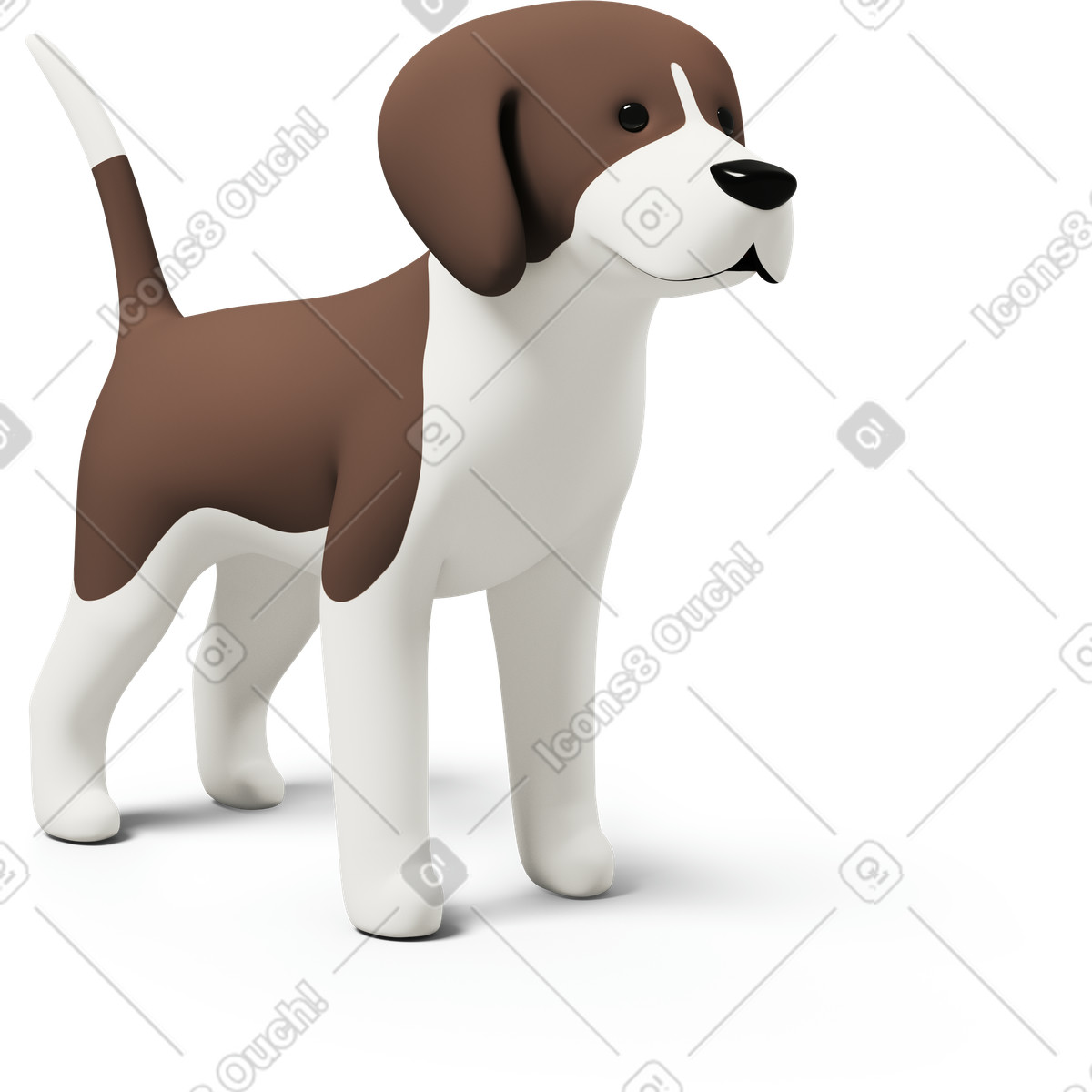 3D Casual life 스타일의 Side view of a beagle dog 일러스트레이션 PNG, SVG 다운로드