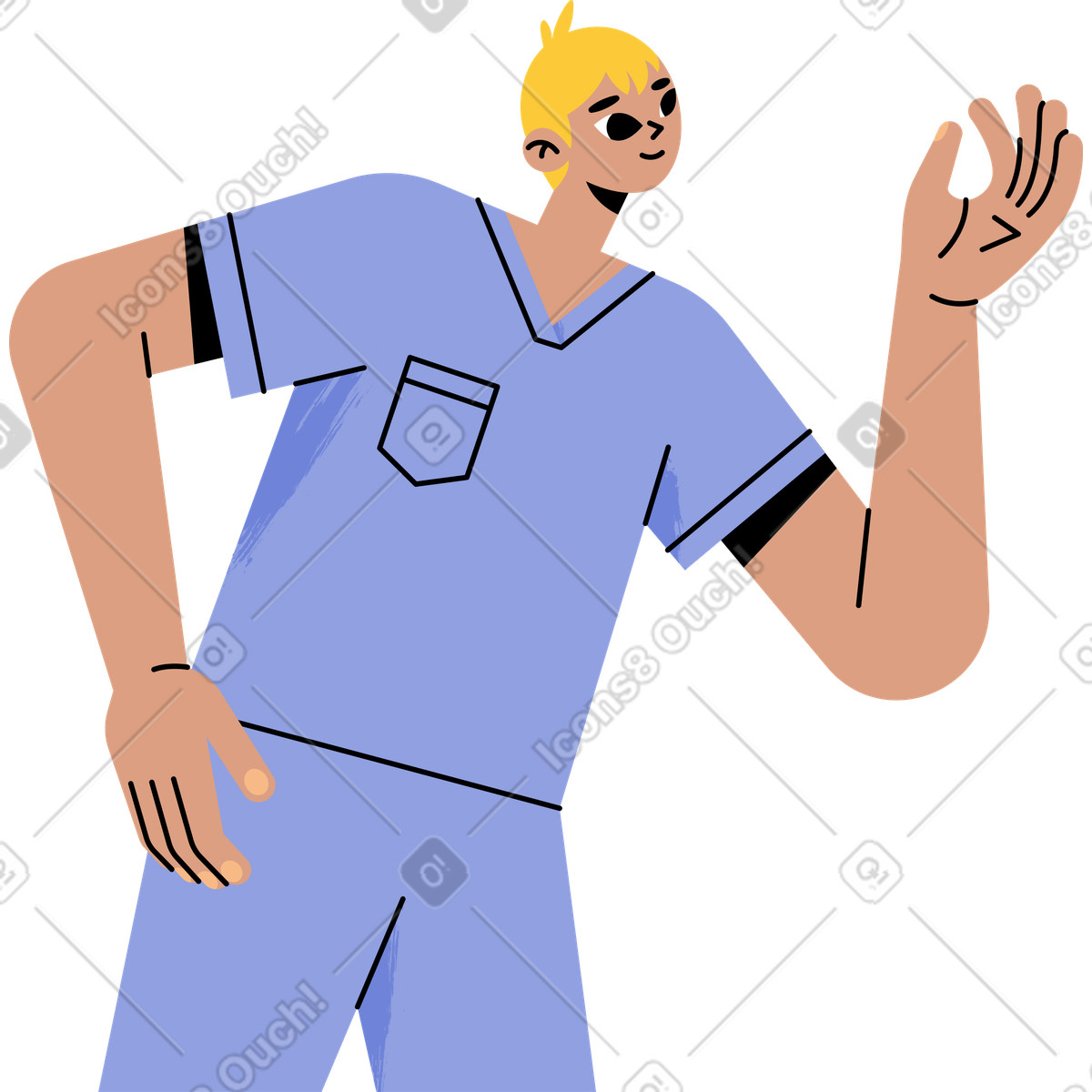 Mann mit erhobener hand-Illustration im Juicy-Stil als Download in PNG, SVG