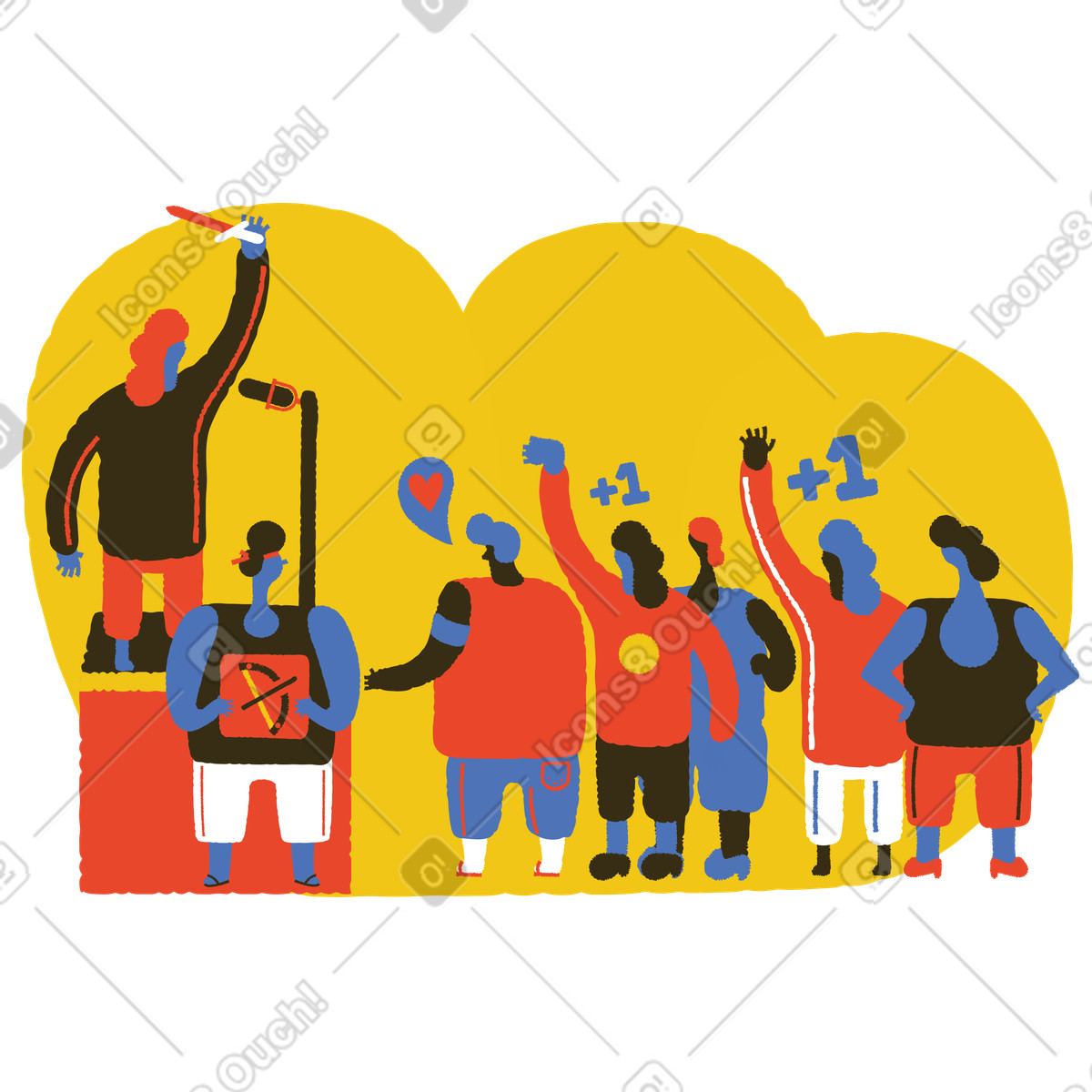 Activists protesting at public demonstration illustration government clipart graphic PNG download