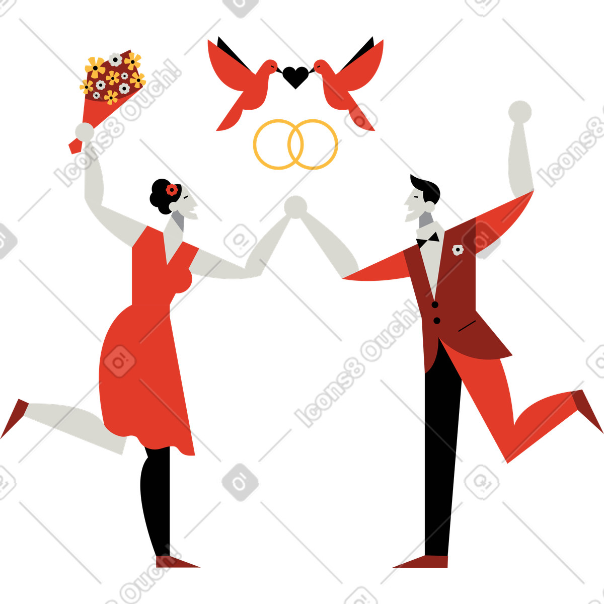 Ilustração de Casamento em no estilo Burgundy para baixar em PNG, SVG