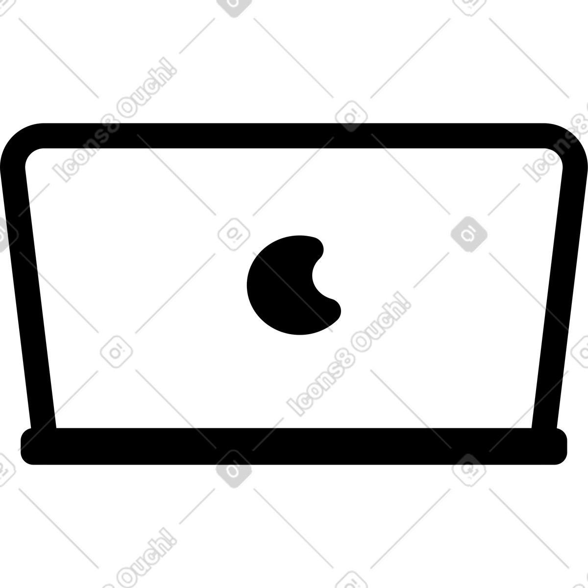 Remote work laptop with minimalist dark emblem illustration in Transistor style download in PNG, SVG