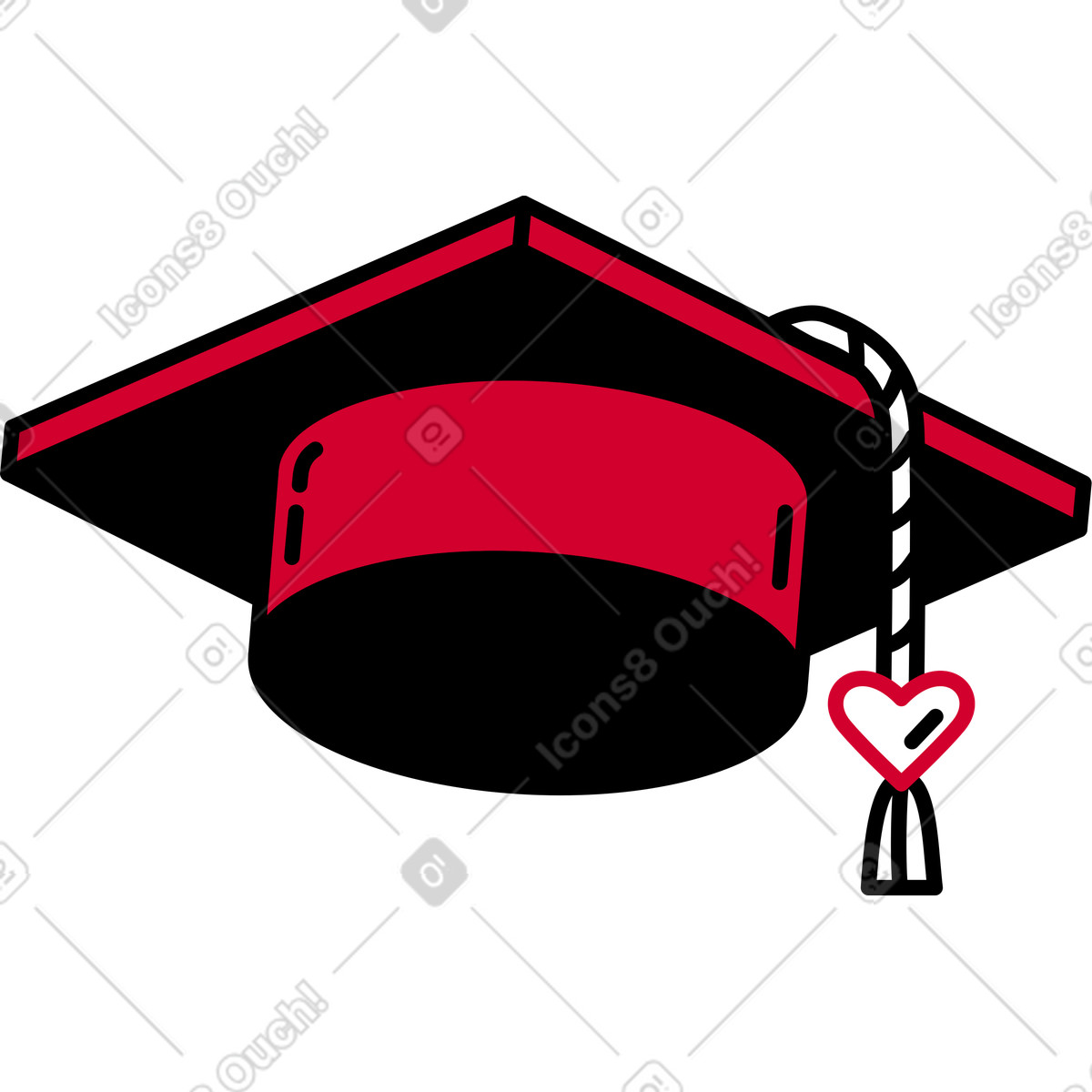 Graduation cap illustration in Ruby style download in PNG, SVG