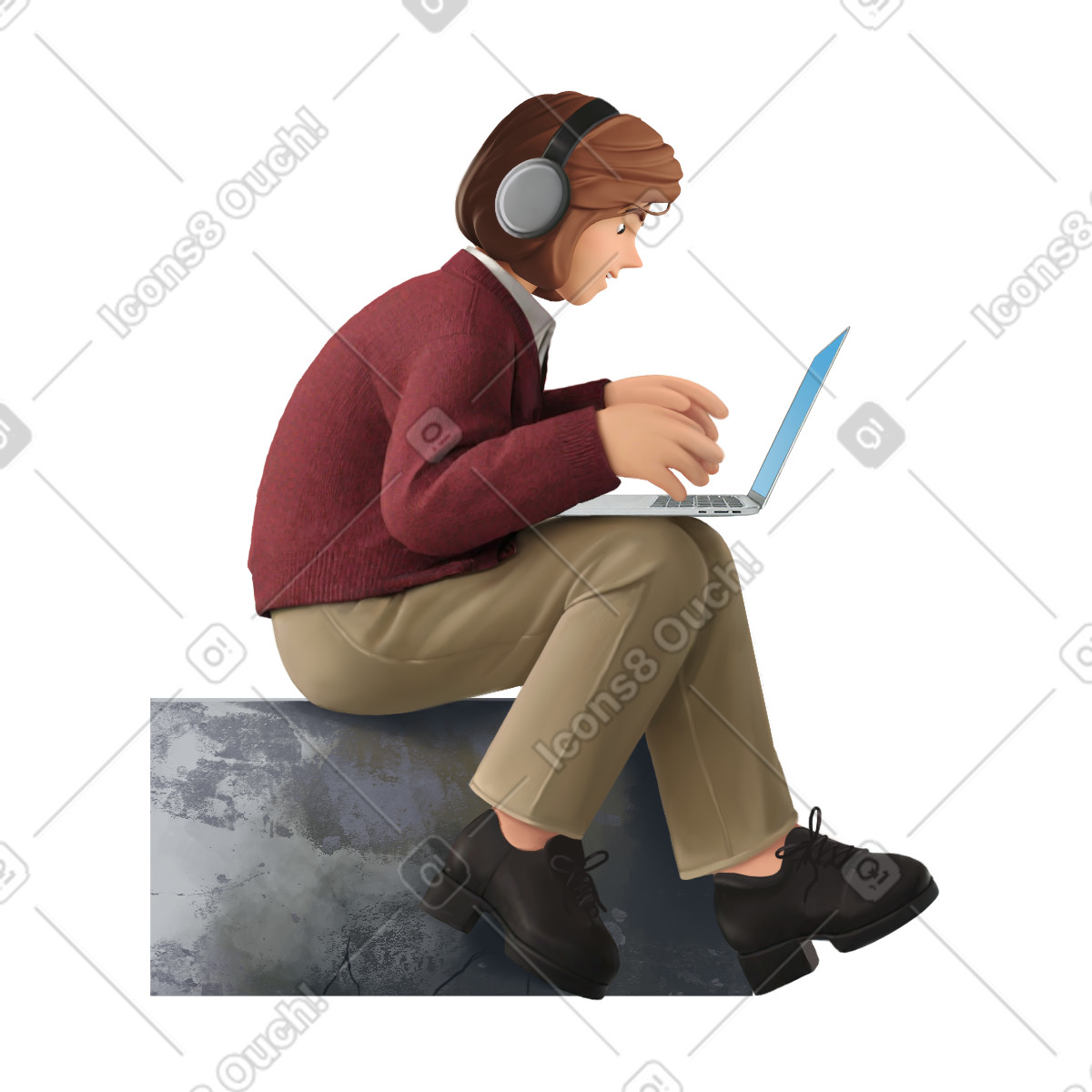 下载 Experimental 风格的 在笔记本电脑上打字的女人 插画，支持 PNG、SVG 格式