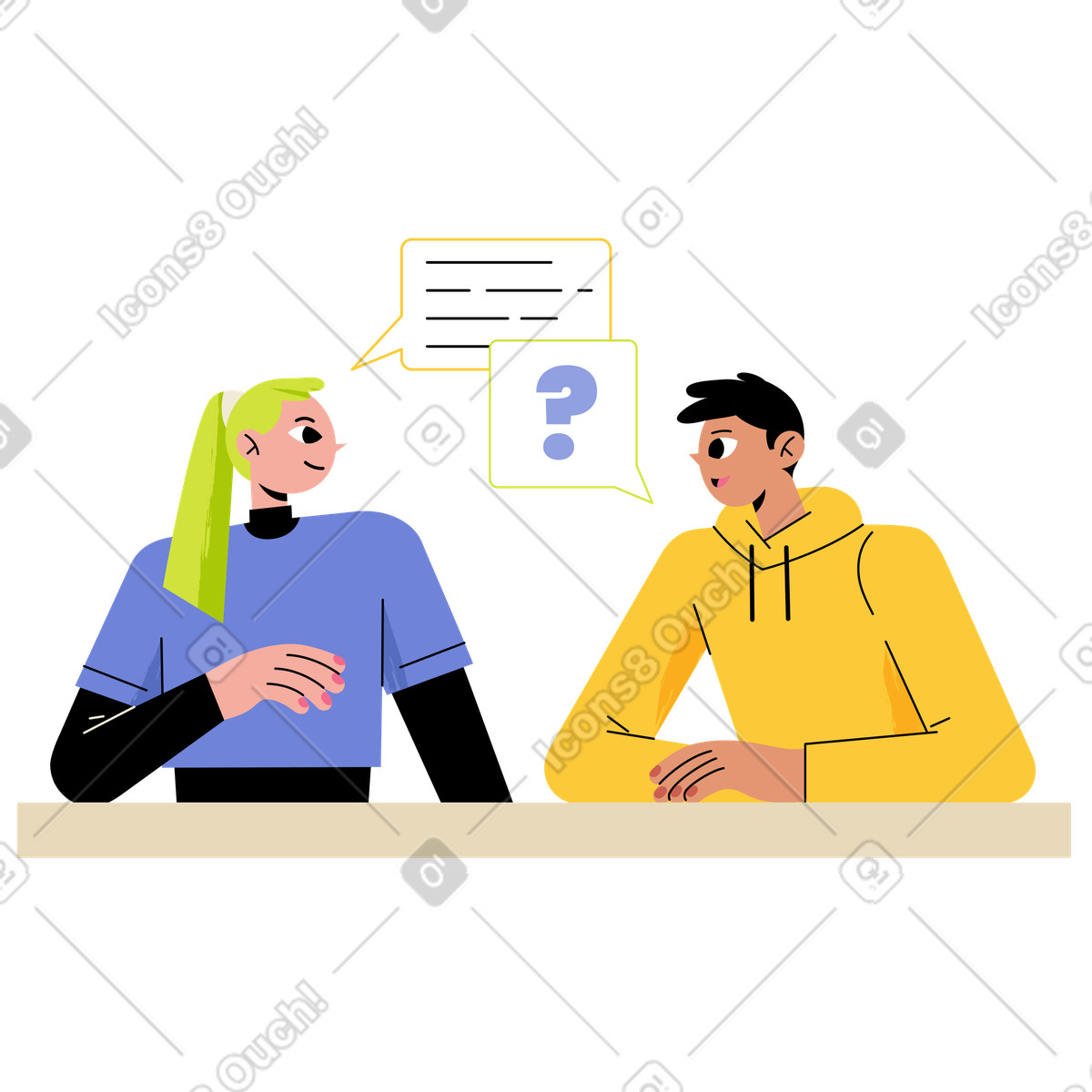 Juicy スタイルの 男と女の話 のイラストをPNG、SVG形式でダウンロード