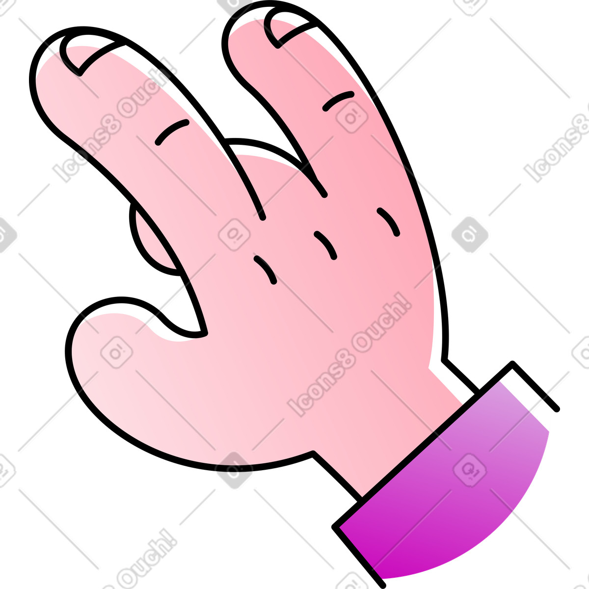 Ilustração de Mão mostrando sinal música metal em no estilo Pocus para baixar em PNG, SVG