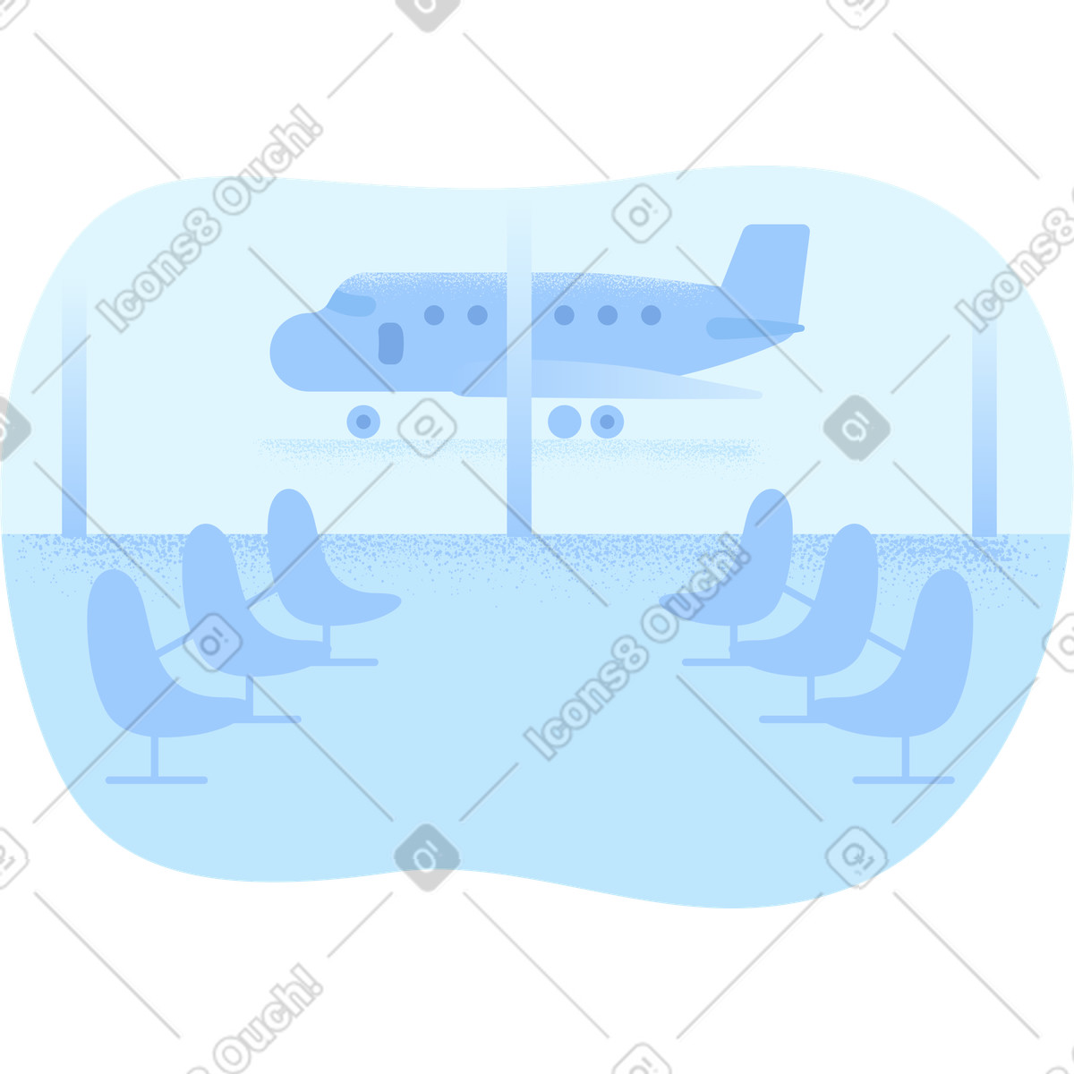 Airport illustration clipart featuring various elements in PNG for easy download