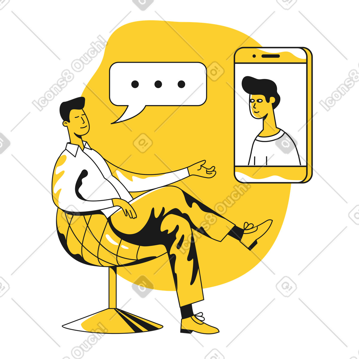 CEO conducting an interview online illustration in Taxi style download in PNG, SVG