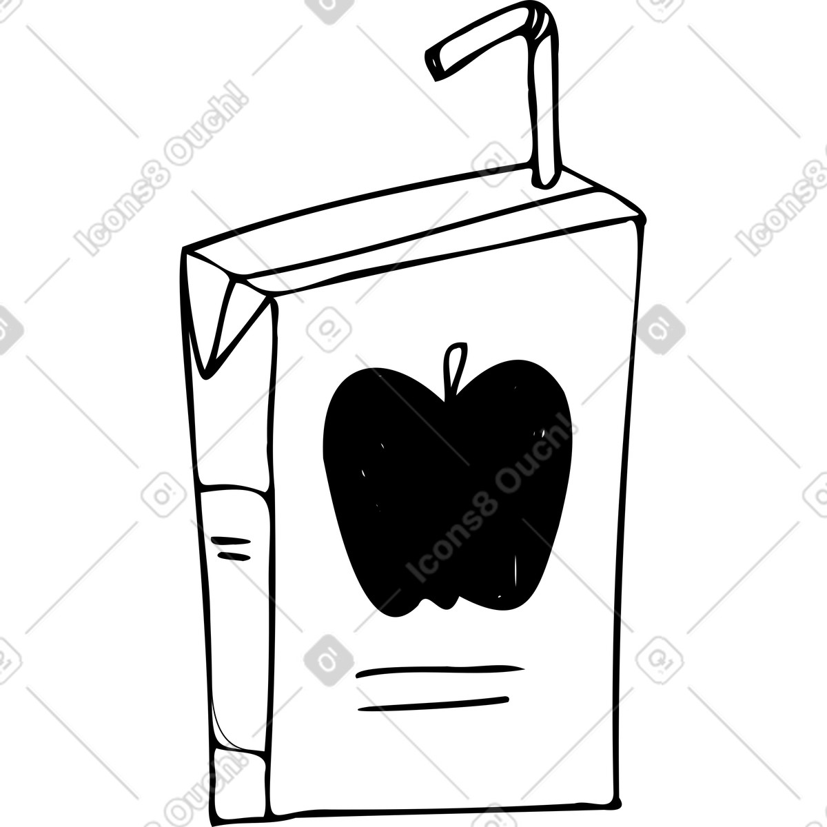 Ilustración Jugo de manzana en una caja cartón estilo Marks a descargar PNG y SVG