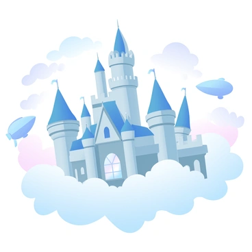 A majestic floating castle surrounded by clouds and flying machines inspired by Castle in the Sky.